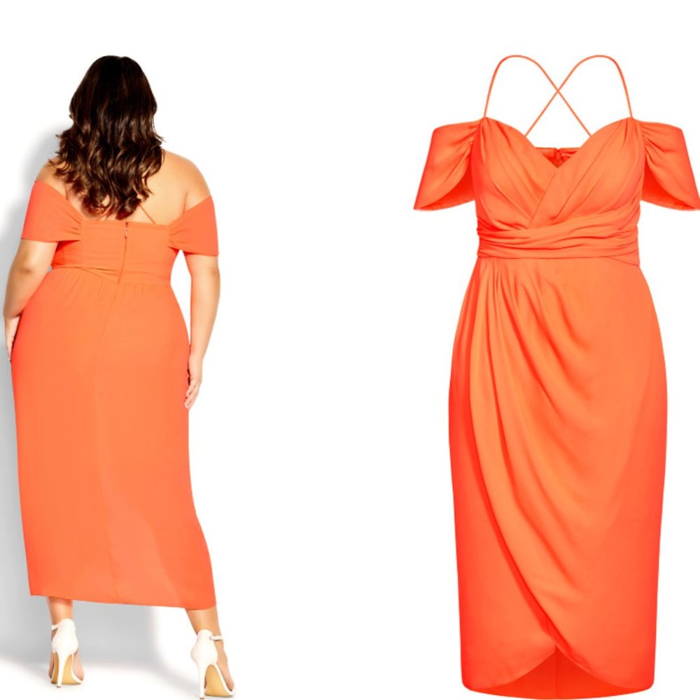 City Chic Orange Midi Dress - Picture 4 of 8